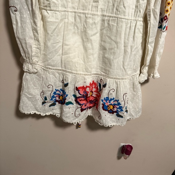 Farm Rio Macaw Cross Stitch Embroidered White Mini Dress- Size Small - Picture 8 of 16